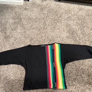 Black Sweater with Colorful Stripes